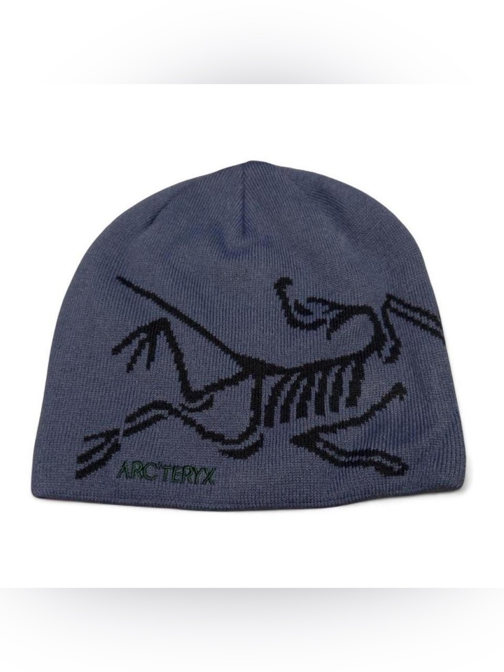 blue and black arc bird head toque beanie